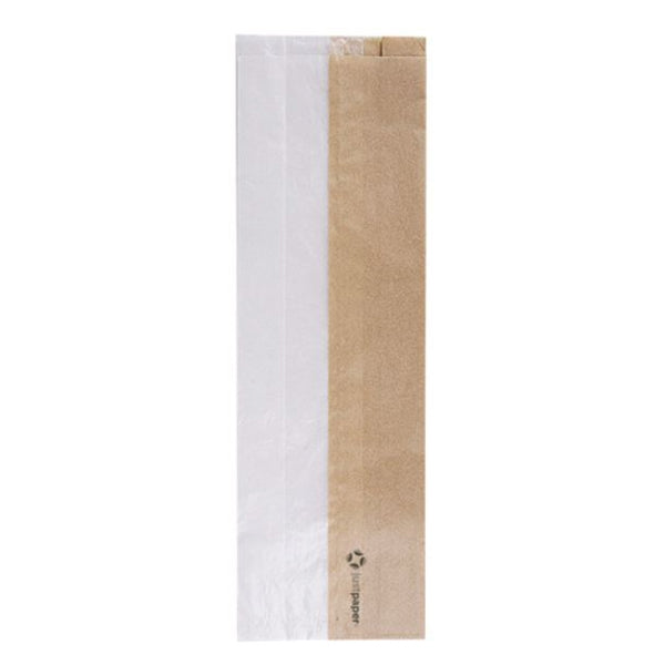 Sandwichbeutel mit Sichtfenster, Pergament, braun, 12 + 6 × 38 cm – 250 Stück
