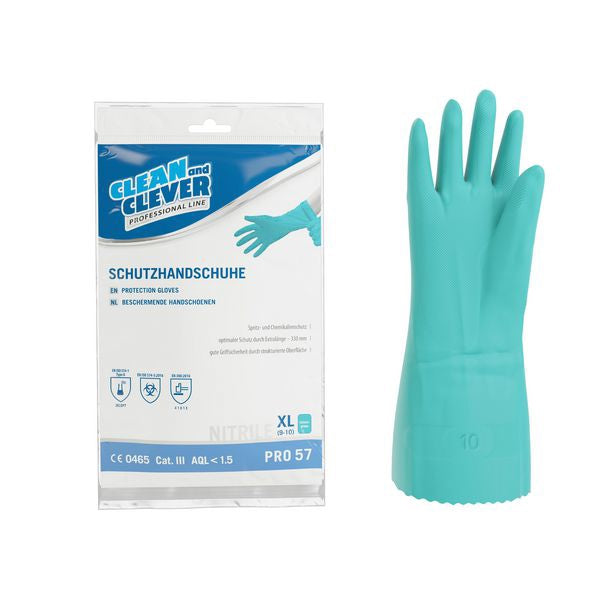 Nitril-Schutzhandschuhe CLEAN and CLEVER PRO 57, grün, 33 cm, Grösse XL – 12 Paar