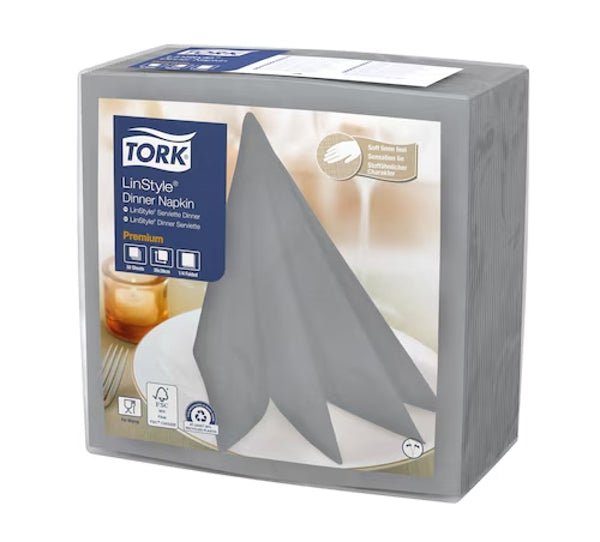 Servietten Tork LinStyle Premium, Airlaid, 39 × 39 cm, 1/4-Falz, grau, Tork Art. 478779