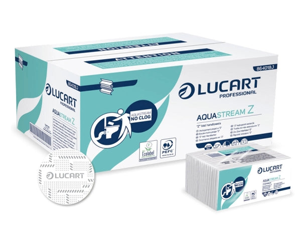Lucart Aquastream Z Handtuch, Z-Falzung, Zellstoff, 2-lagig – 3630 Stück