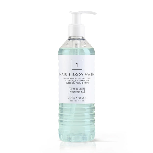 Hair & Body Wash Geneva Green, Pumpflasche für ECOVER 370 ml – 18 Flaschen