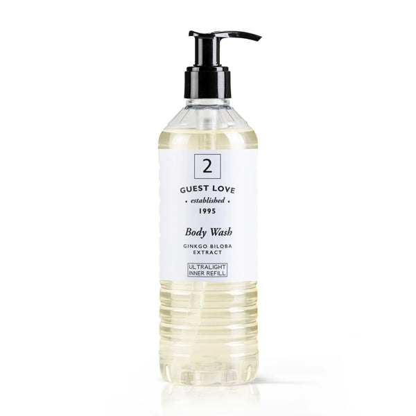 Duschgel & Badegel GUEST LOVE, Pumpflasche für ECOVER 370 ml – 18 Flaschen