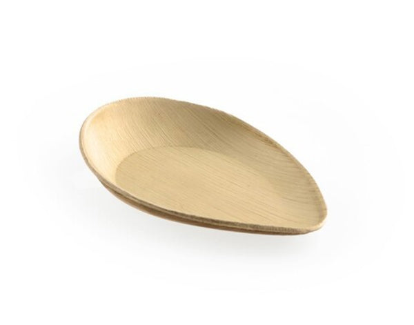 Teller Palmblatt, braun, oval, 110 × 70 × 25/14 mm