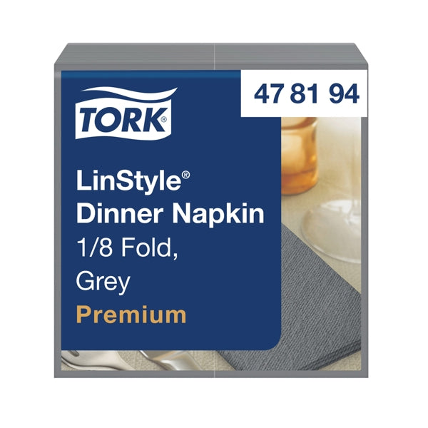 Servietten Tork LinStyle Premium, Airlaid, 39 × 39 cm, 1/4-Falz, grau, Tork Art. 478194