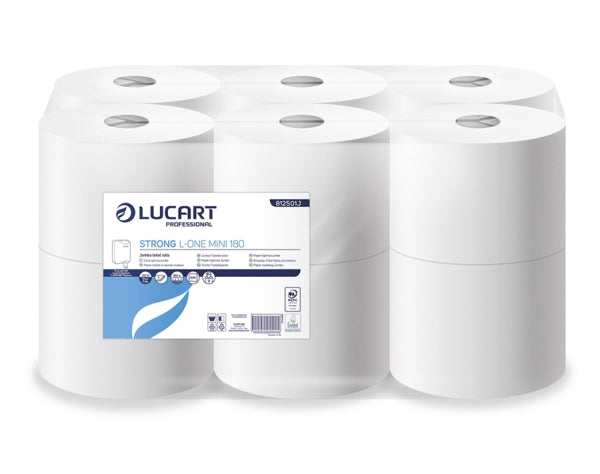 Lucart Strong L1 Toilettenpapier Mini Jumbo, Zellstoff, 2-lagig, 780 Blatt – 12 Rollen