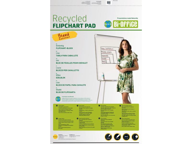 Flipchart-Block Bi-Office Earth blanko, 65 × 98 cm, 55 g/m²