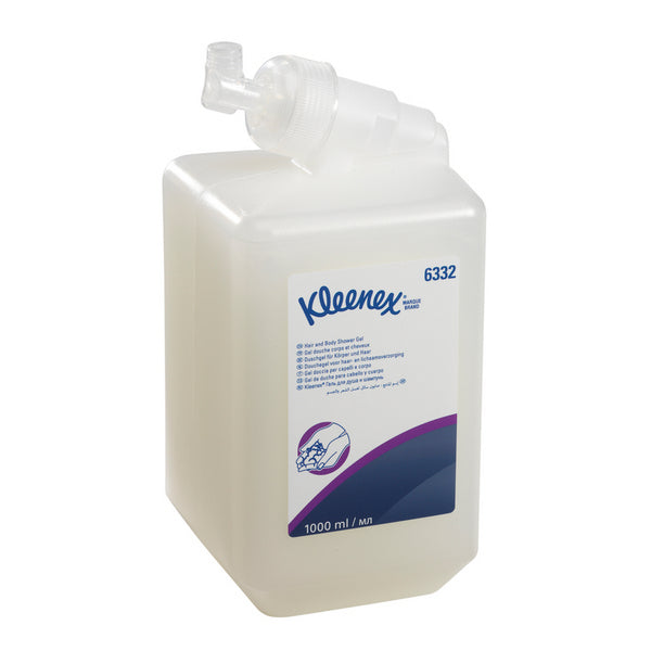 Kimberly-Clark Kleenex Haar- und Körpershampoo, parfümiert, weiss, 1 Liter – 6 Kassetten