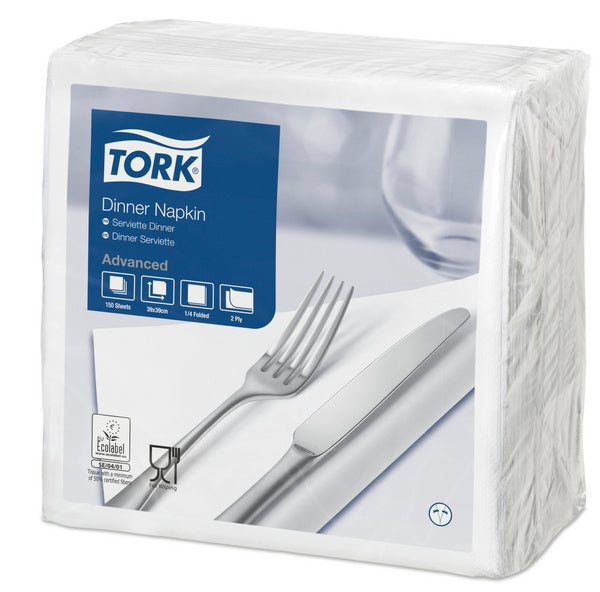 Servietten Tork Advanced, 39 × 39 cm, 2-lagig, 1/4-Falz, weiss