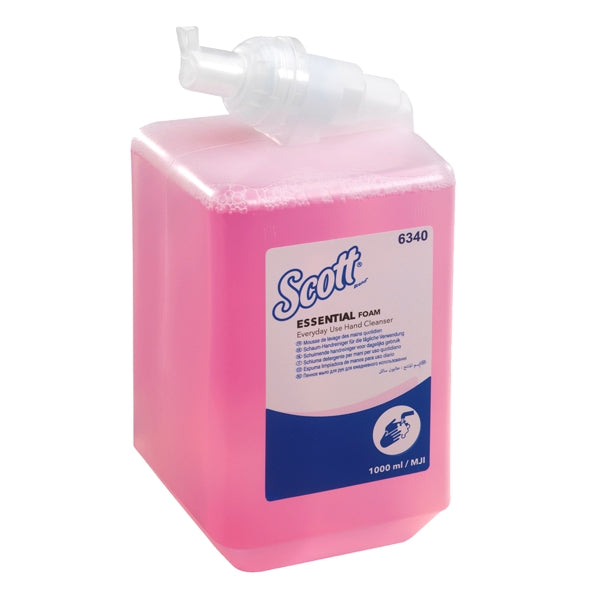 Kimberly-Clark Scott Essential Schaumseife, parfümiert, rosa, 1 Liter – 6 Kassetten