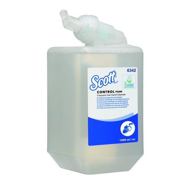 Kimberly-Clark Scott Control Schaumseife, unparfümiert, farblos, 1 Liter – 6 Kassetten