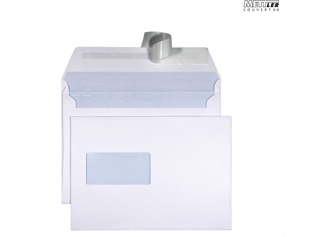 Mettler Couvert B5 Fenster links ultraweiss 120 g/m² (250 Stück)