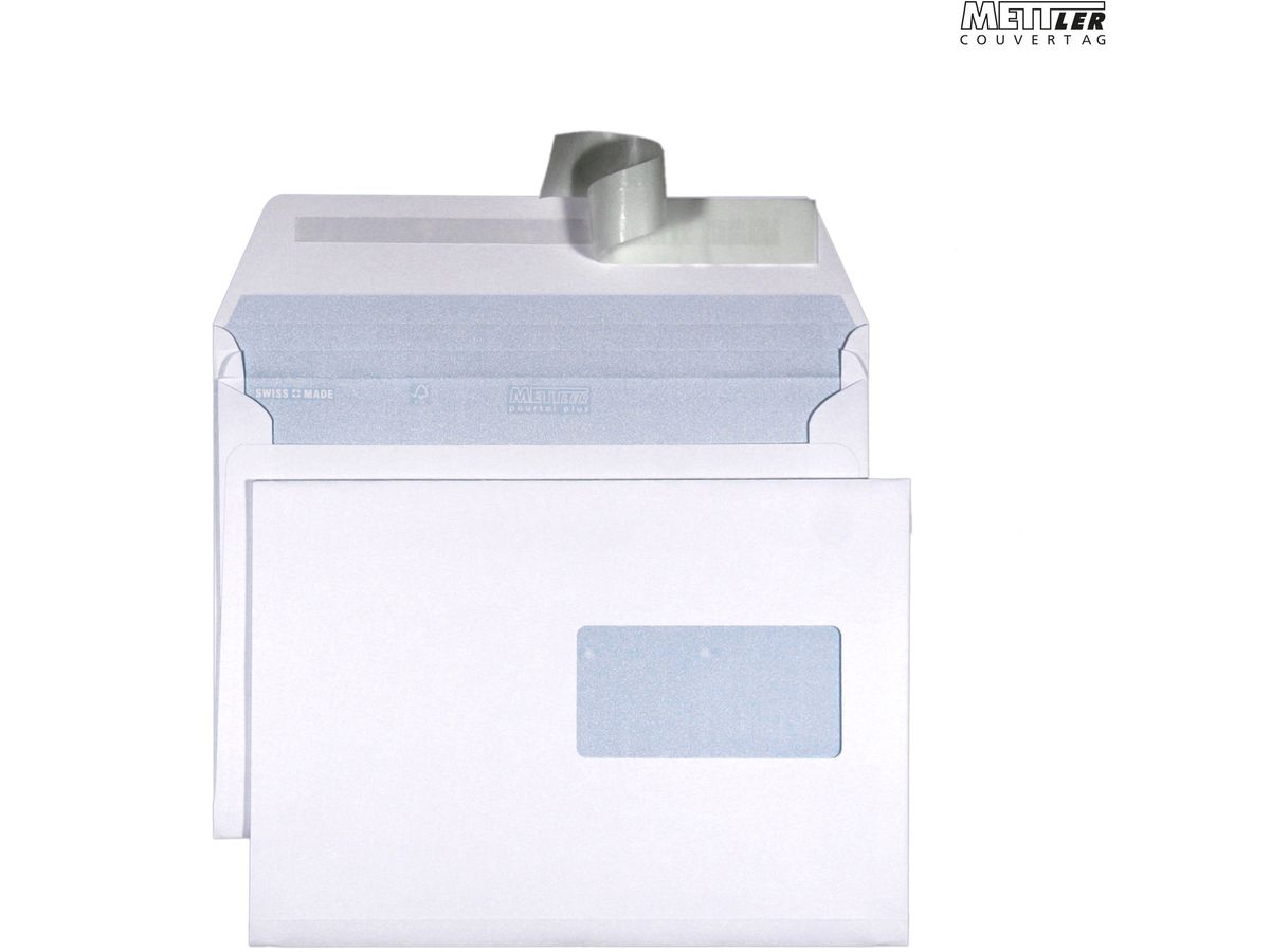 Mettler Couvert B5 Fenster rechts ultraweiss 120 g/m² (250 Stück)