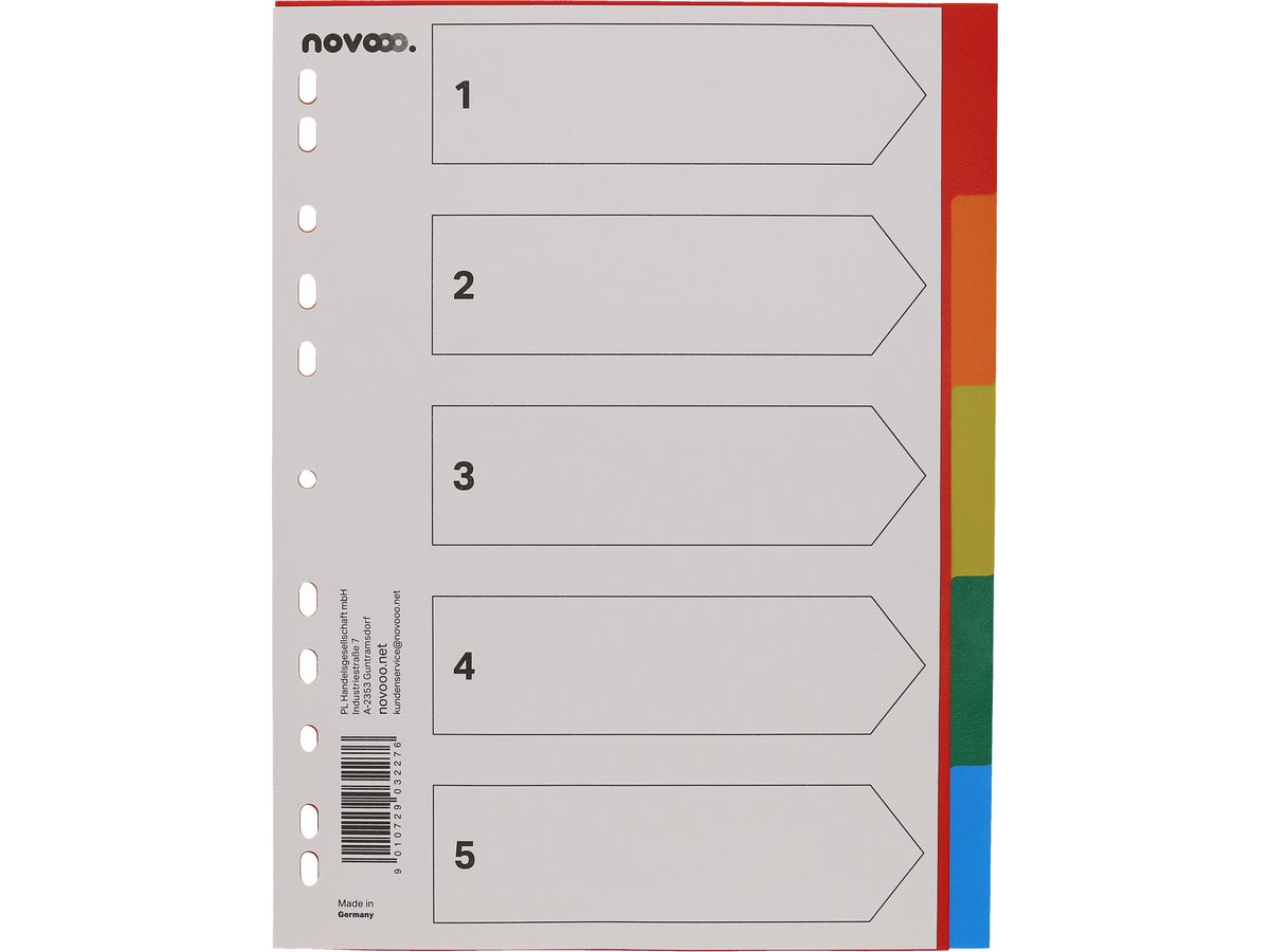 Register Novooo A4 multicolor, 5-teilig