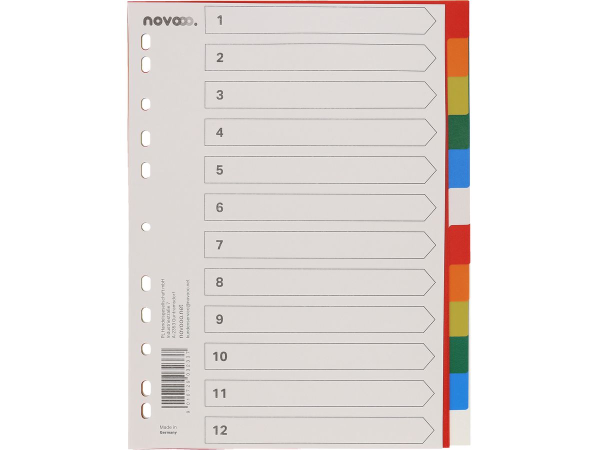 Register Novooo A4 multicolor, 12-teilig