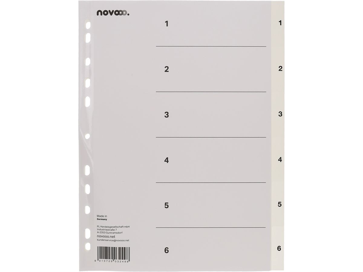 Register Novooo A4 weiss, 1-6