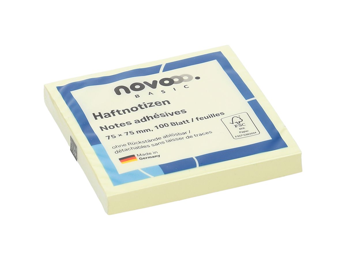 NOVOOO Haftnotizen 75x75mm 5654-01 gelb 100 Blatt