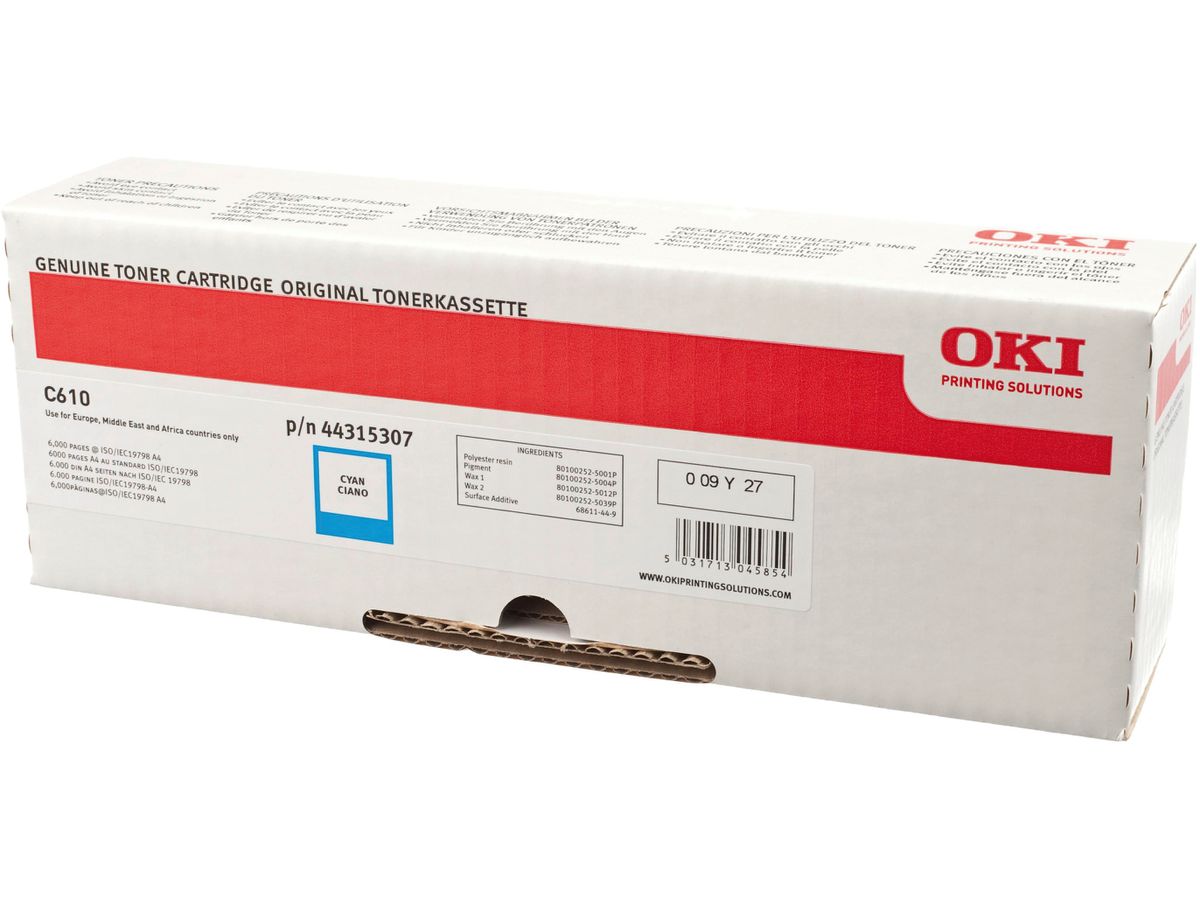 OKI C610 Original Toner, Cyan
