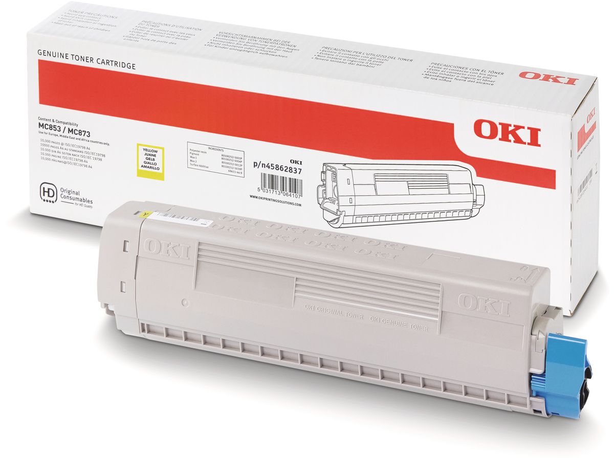 OKI MC853 / MC873 Original Toner, Gelb