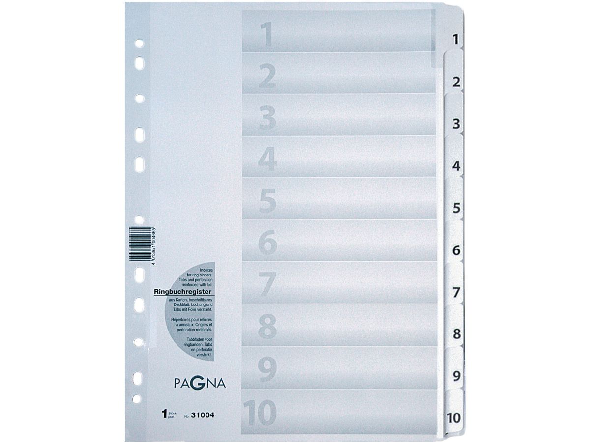 PAGNA Register Karton A4 31004-08 weiss 1-10