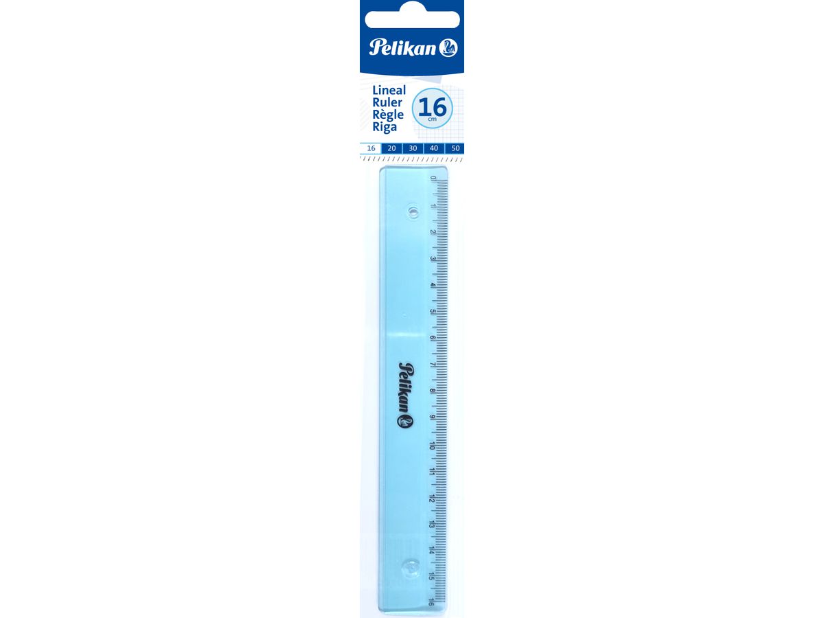 PELIKAN Lineal, 16 cm, transparent blau