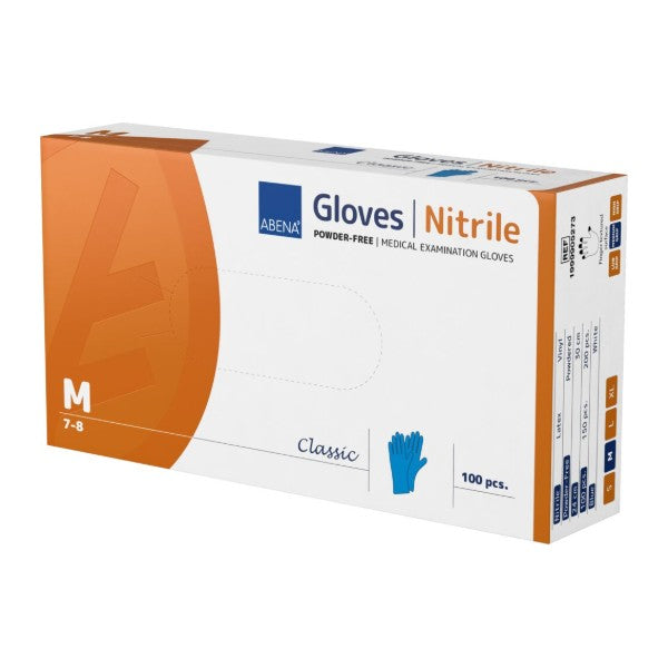 Nitril-Einweghandschuhe Abena Classic, blau, puderfrei, unsteril, 240 mm, Grösse M – 100 Stück