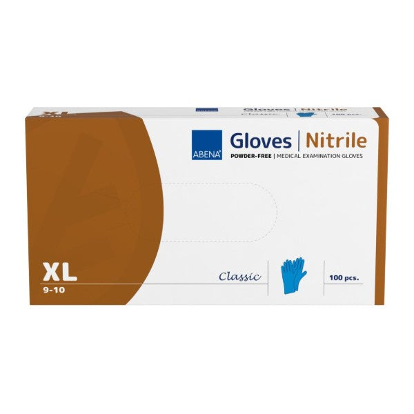 Nitril-Einweghandschuhe Abena Classic, blau, puderfrei, unsteril, 240 mm, Grösse XL – 100 Stück