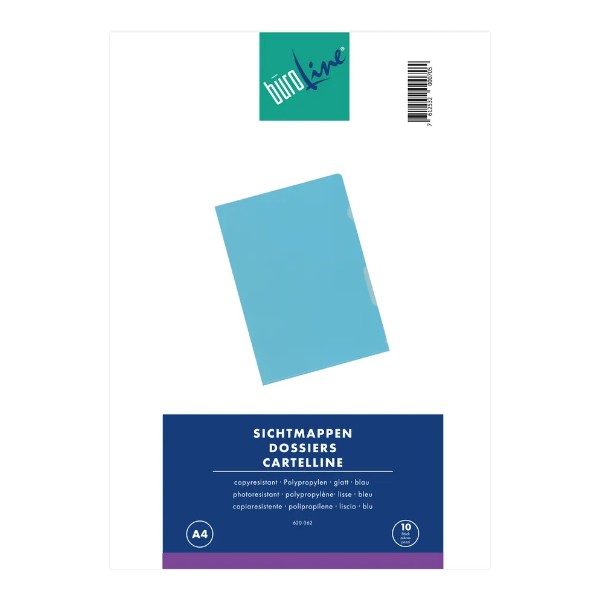 BÜROLINE Sichtmappen A4, blau, 10 Stück