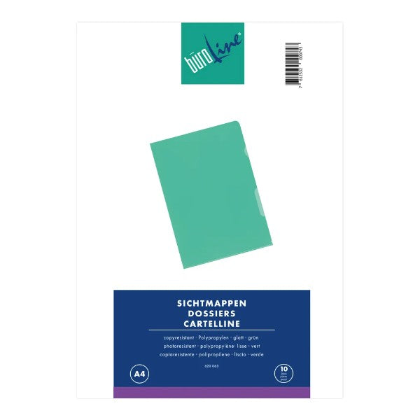 BÜROLINE Sichtmappen A4, grün, 10 Stück
