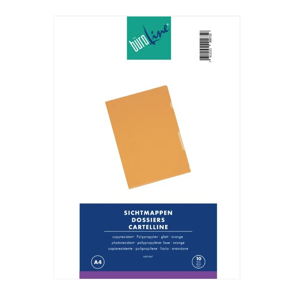 BÜROLINE Sichtmappen A4, orange, 10 Stück