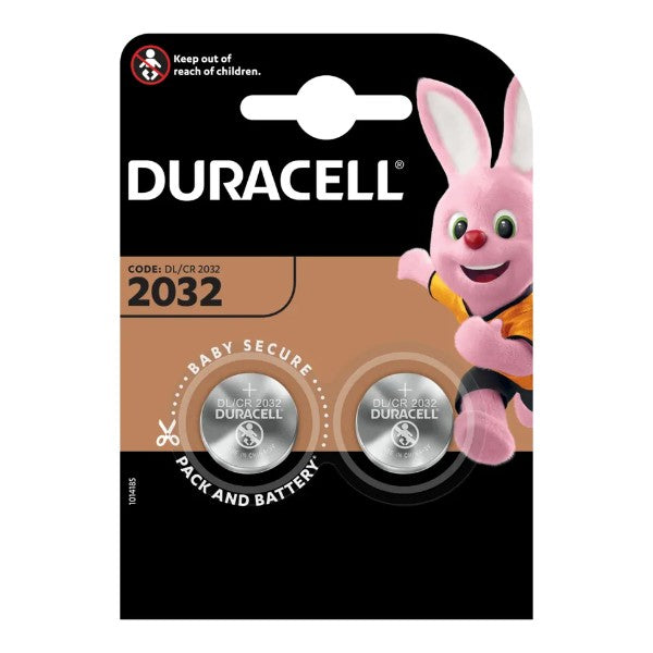 DURACELL Knopfbatterie CR2032, 3V, 2 Stück