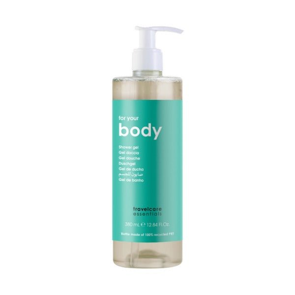 Duschgel Travelcare Essentials, Pumpflasche nachfüllbar 380 ml – 18 Stück