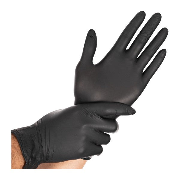 Nitril-Einweghandschuhe Hygostar Safe Light, schwarz, puderfrei, unsteril, 100 Stück, Grösse L