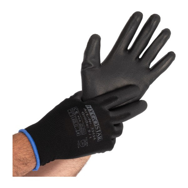 Feinstrickhandschuh Hygostar Black Ace Touch, Nylon, Carbon-Fingerkuppen, touchscreenfähig, Grösse 7/S – 12 Paar
