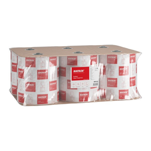 Handtuchrolle Katrin M2 System, Recycling, 2-lagig, weiss, 21 cm × 160 m – 6 Rollen