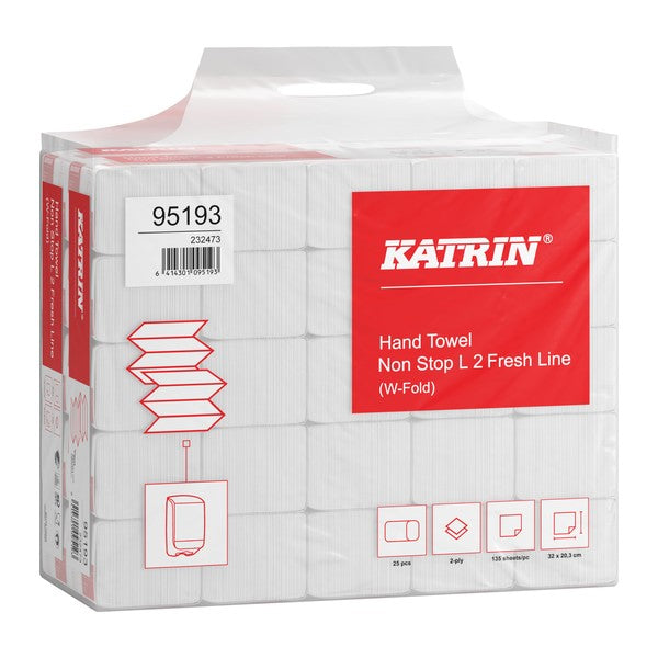 Handtuch Katrin Non Stop L2 W-Falz, Zellstoff, 2-lagig, weiss, 20,3 × 32 cm – 3375 Stück