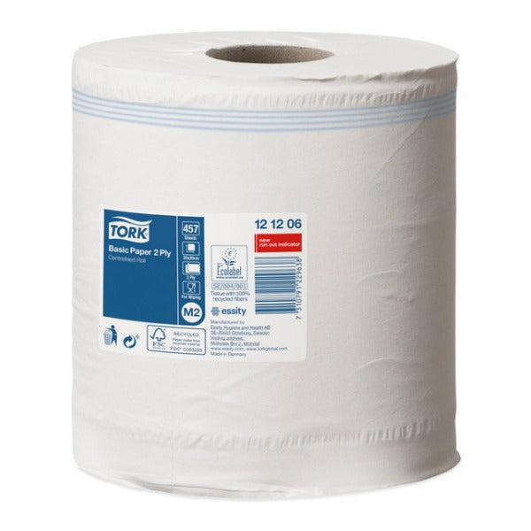 Tork Universal Standard-Papierwischtücher Midi M2, Recycling, 2-lagig, 20 × 35 cm, 457 Blatt – 6 Rollen