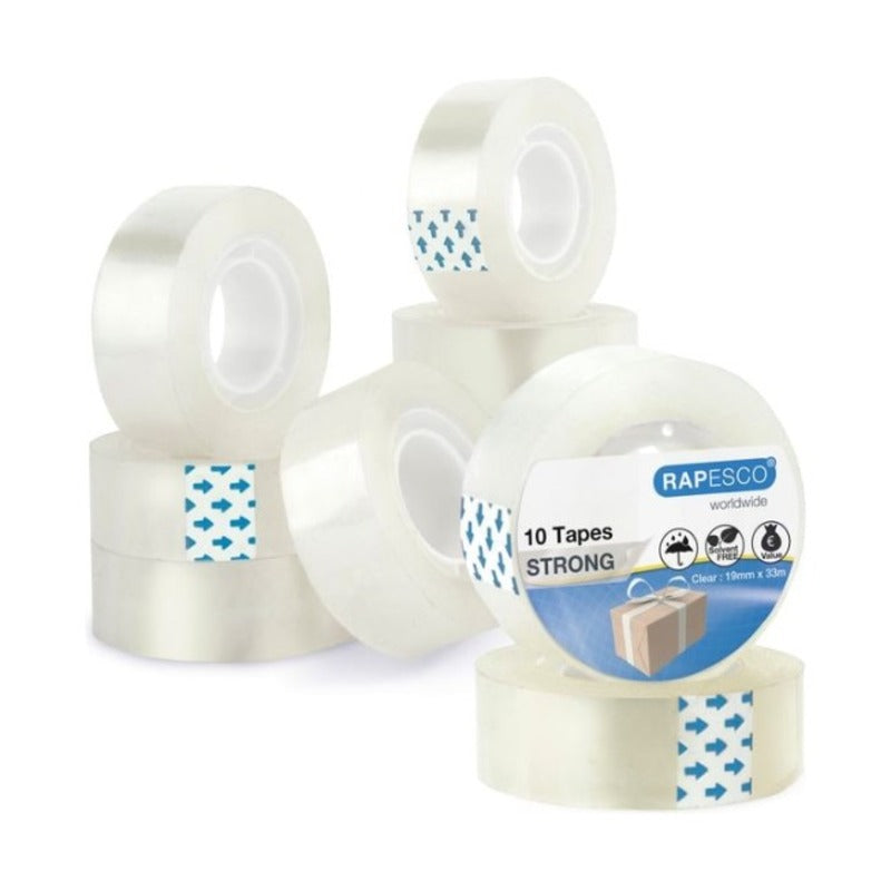 Rapesco Kleberolle 19 mm × 33 m, transparent, 10 Stück