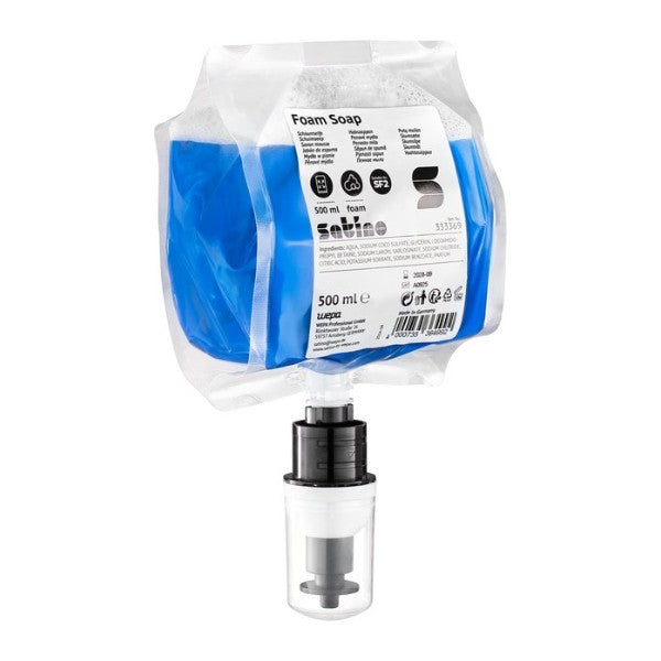 Schaumseife Satino – SF2 System, leicht parfümiert, 500 ml, blau – 6 Beutel