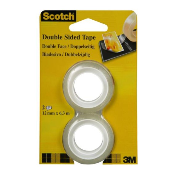 Scotch doppelseitiges Klebeband 12 mm x 6.3 m 2 Rollen
