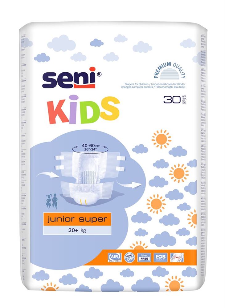 Seni Kids Junior Super, +20 kg, Inkontinenzhose für Kinder – 120 Stück