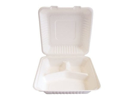 Menubox aus Bagasse, 3-teilig, kompostierbar, für Take-away