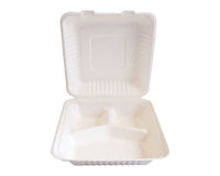 Menubox aus Bagasse, 3-teilig, kompostierbar, für Take-away