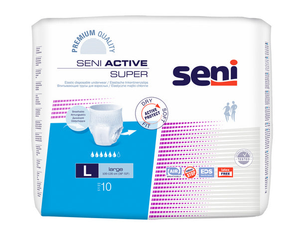 Seni Active Super Large, blau, 80 Stück – 1 Karton (8 × 10)
