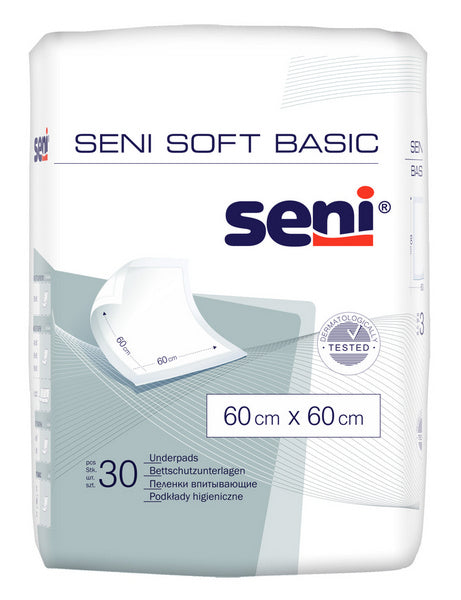 Krankenunterlagen Seni Soft Basic 60 x 60 cm, hellgrün, 120 Stück – 1 Karton (4 × 30)
