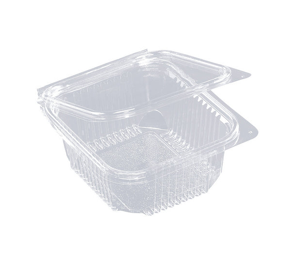Rechteckschale mit Scharnierdeckel 370ml PET glasklar – 600 Stück