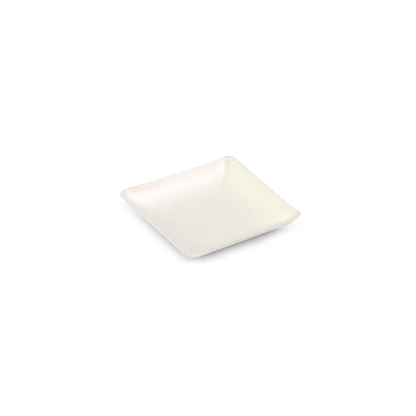 Mini Schale viereckig Bagasse, weiss, 65 x 65 x h10 mm