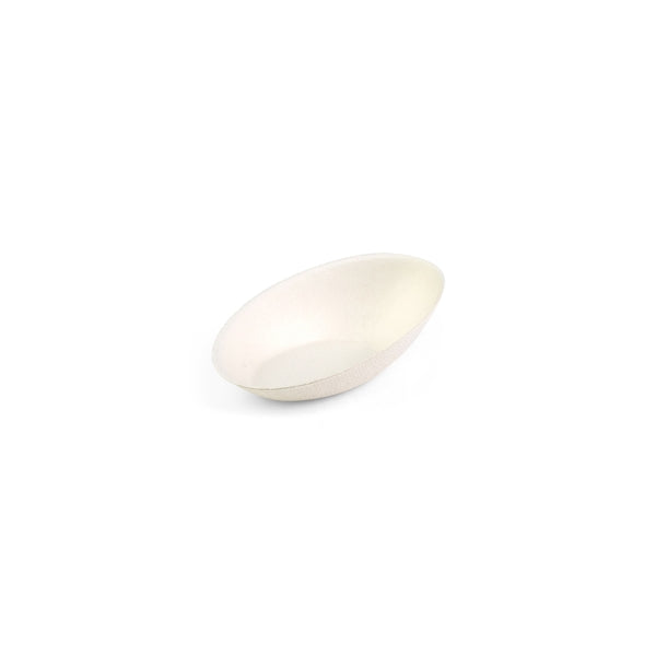 Mini Schale oval Bagasse, weiss, 80 x 50 x h12/27 mm