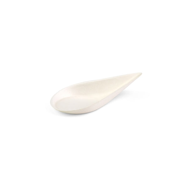 Amuse-Löffel Tropfen Bagasse, weiss, 102 x 51 x h28 mm
