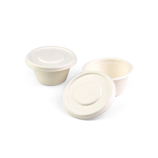 Deckel für Saucenbecher Bagasse, weiss, Ø62 x h6 mm