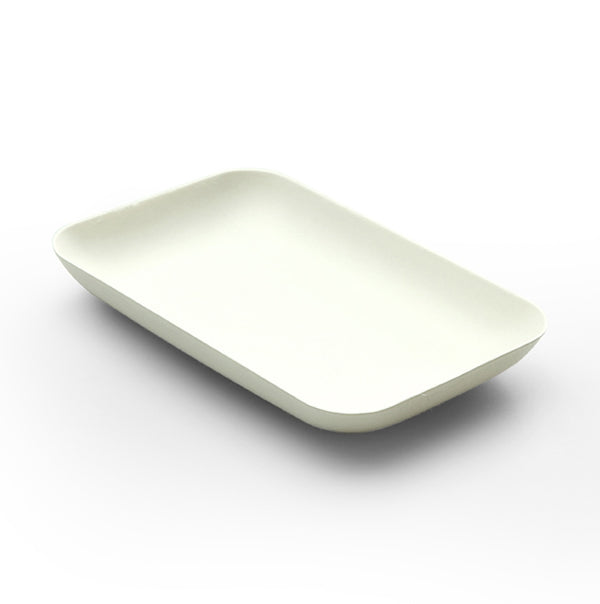 Mini Teller rechteckig Bagasse, weiss, 120 x 80 x 15 mm